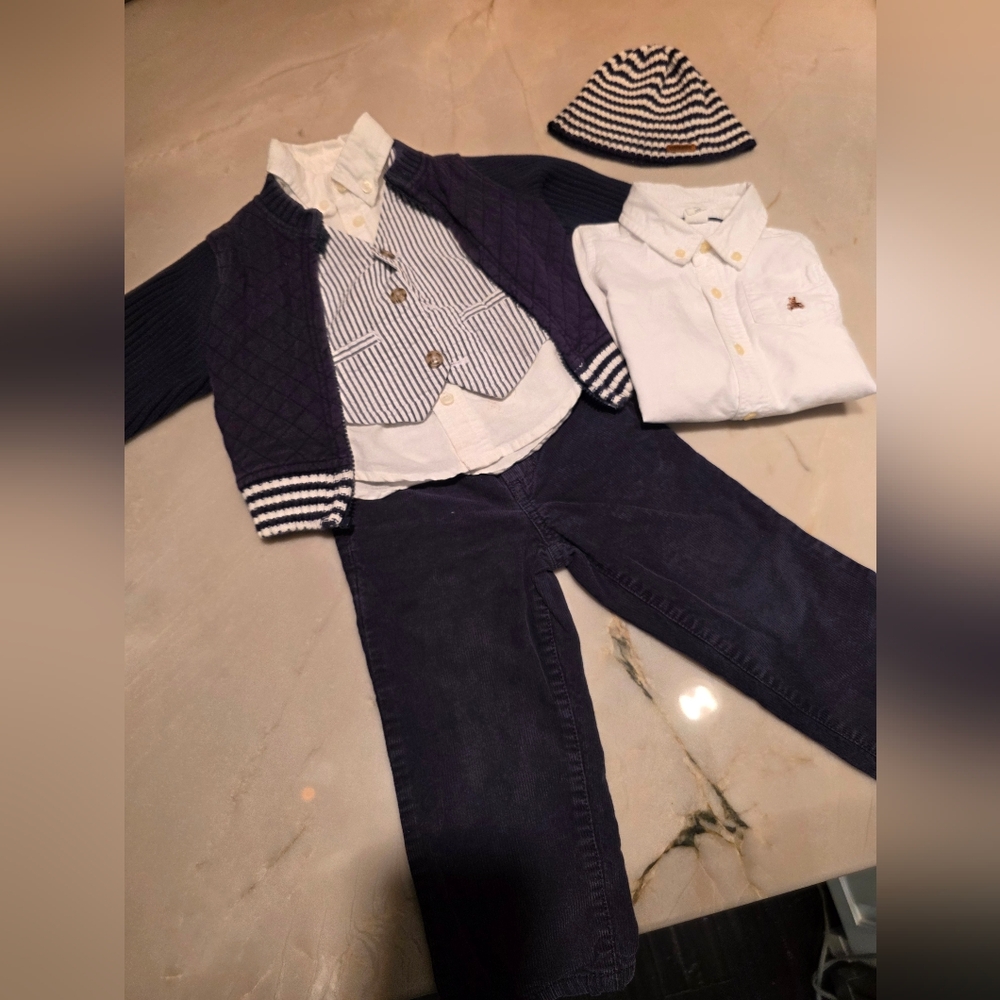 Gymboree Boys Mix & Match Outfit Button Down Shirts Bomber Jacket Hat Vest 18-24